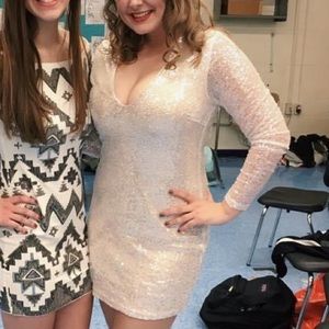 Fitted Silver Sequin Dress